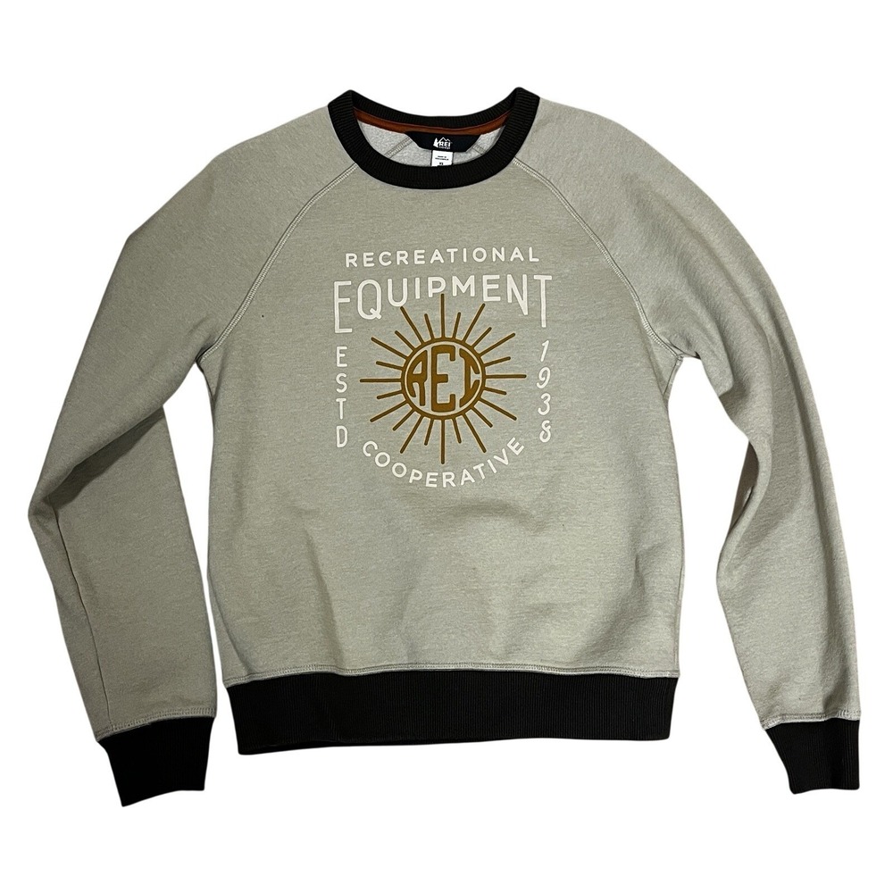 REI Co-op Sunburst Fleece Crewneck Sweatshirt Unisex XS Tan‎ Brown Outdoor